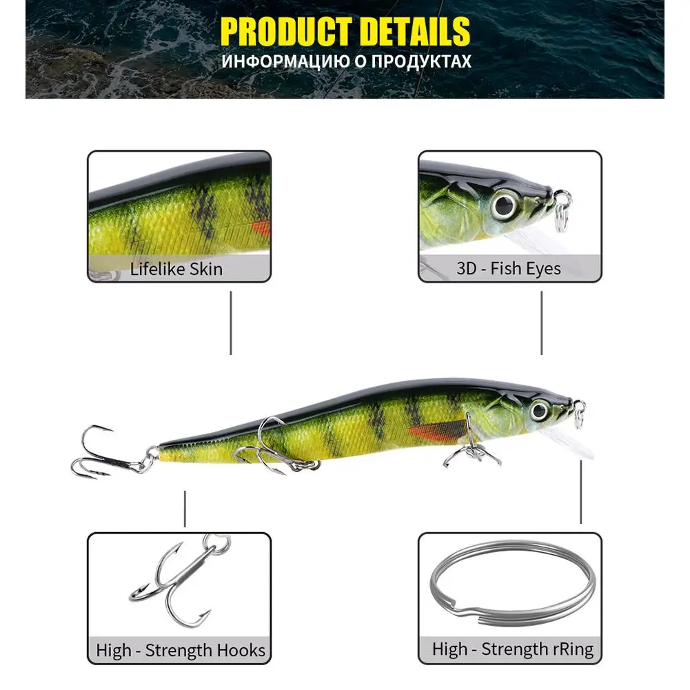 Angryfish 1pcs Fishing Lure 120mm 14g Lifelike Hard Crankbait 2 Hooks Bionic Fake Bait | Спорт и развлечения