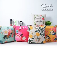 new vivid flower floral plants linen pillow case ative cushion case 18x18 soft room gift single sides printing