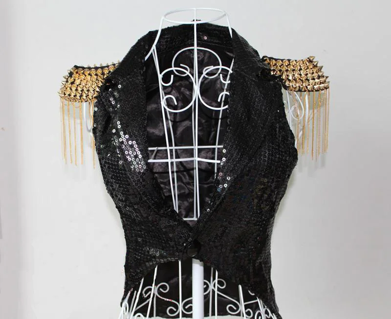 Songyuexia костюм в стиле хип-хоп для джазовых танцев с заклепками бахромой и