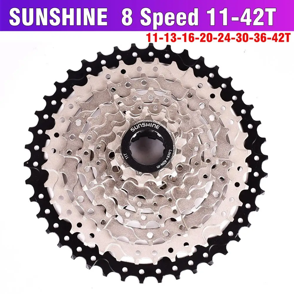 SUNSHINE MTB Bike Freewheel 8S 11-32 36 40 42T MTB Mountain Bike Flywheel 8 24 Speed Cassette Sprocket For 8 speed