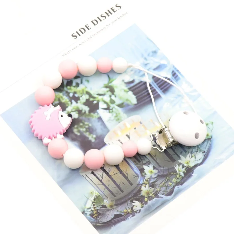 food grade silicone tooth gel nipple clip beads and small hedgehog pacifier chain fake | Мать и ребенок