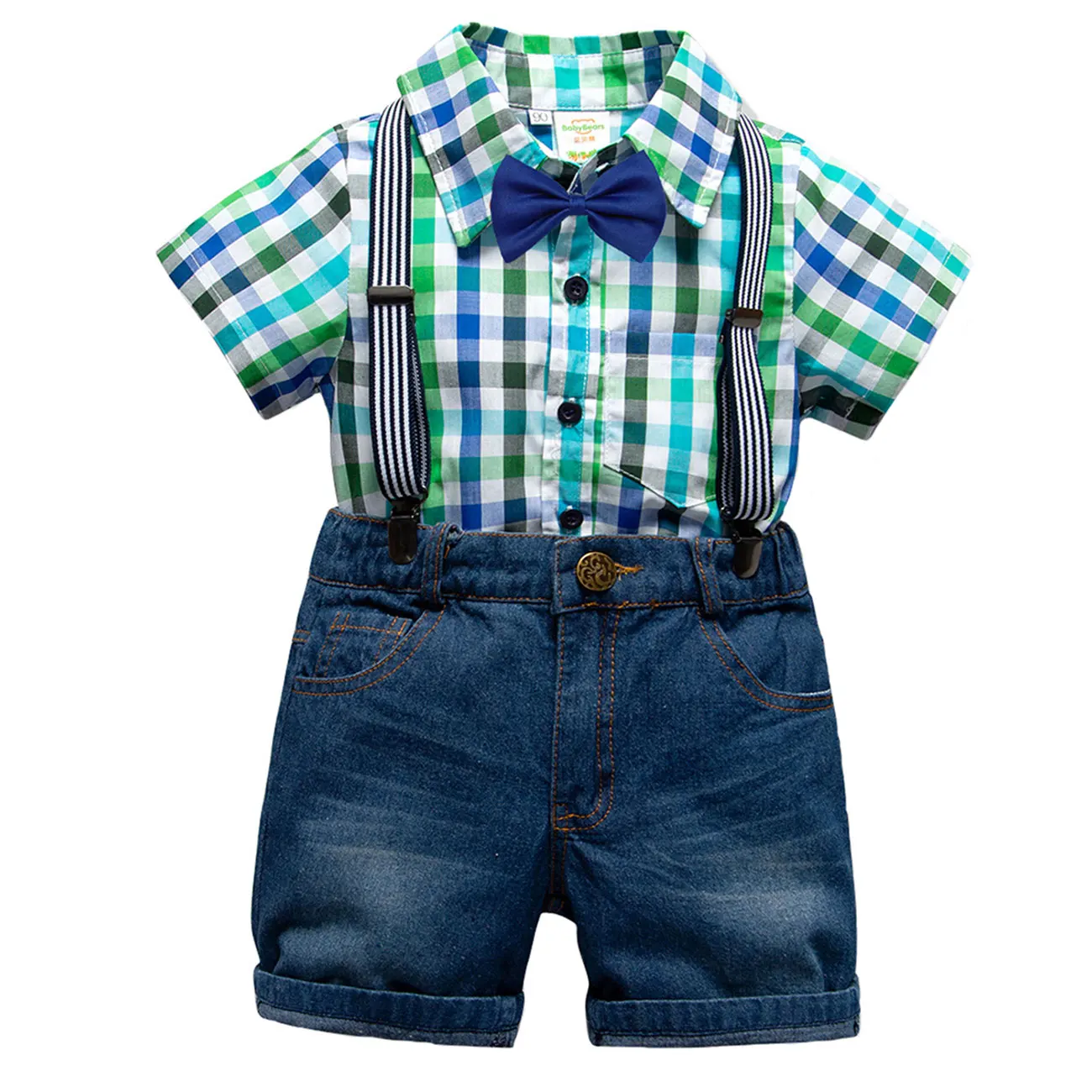 Комплекты одежды для маленьких мальчиков клетчатые хлопковые костюмы