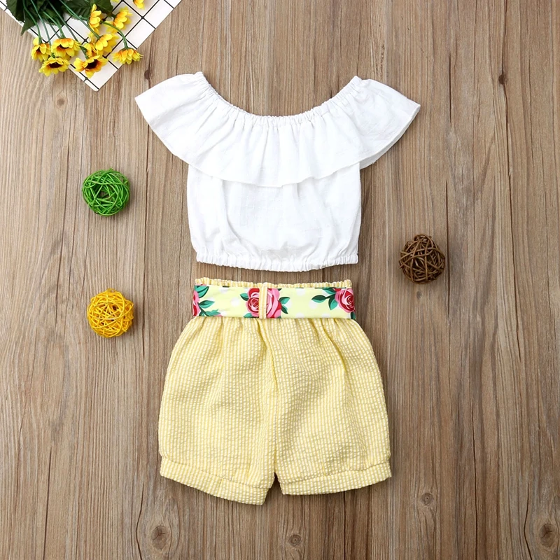Красивый летний костюм для маленьких девочек праздничная блуза с короткими
