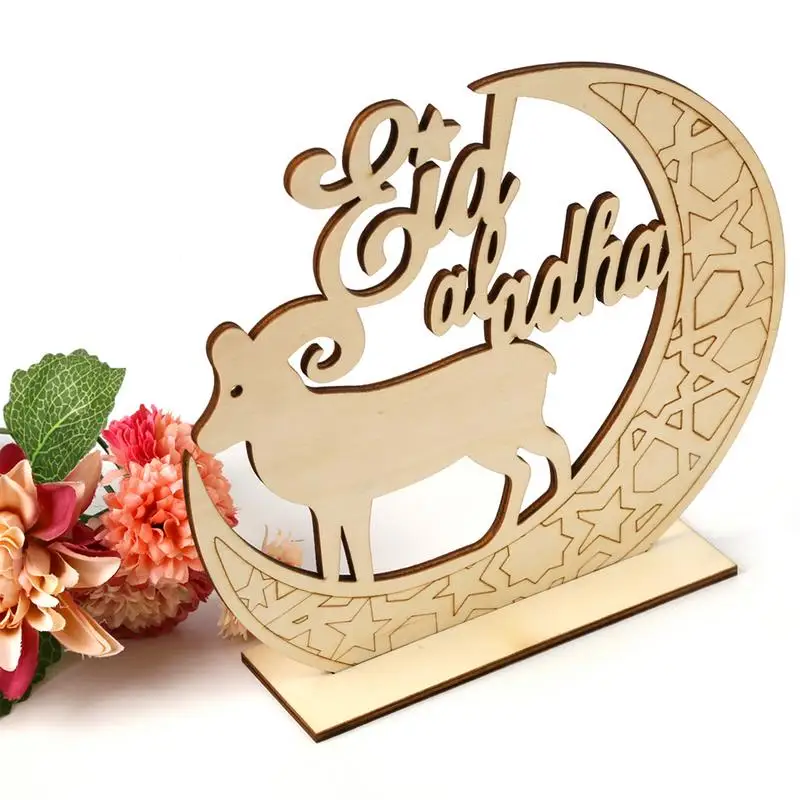 

Деревянная модель Eid Mubarak DIY Луна и овца
