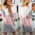 Женские топы с круглым вырезом, Лоскутная Повседневная Свободная Осенняя блузка с длинным рукавом