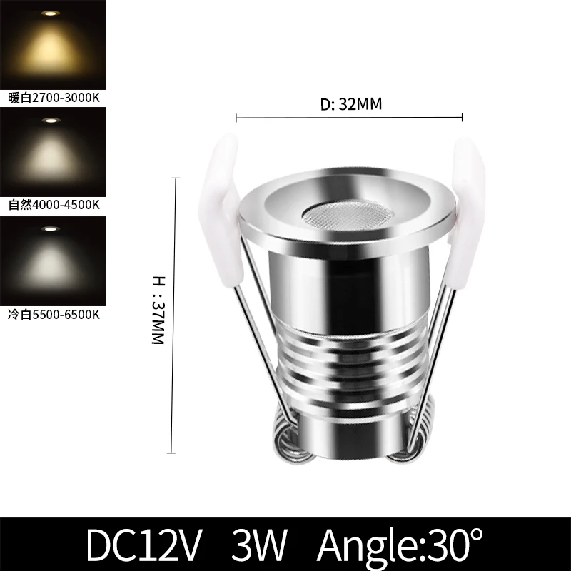 Мини прожектор LED водонепроницаемый DC12V в помещении под потолок для ванных комнат