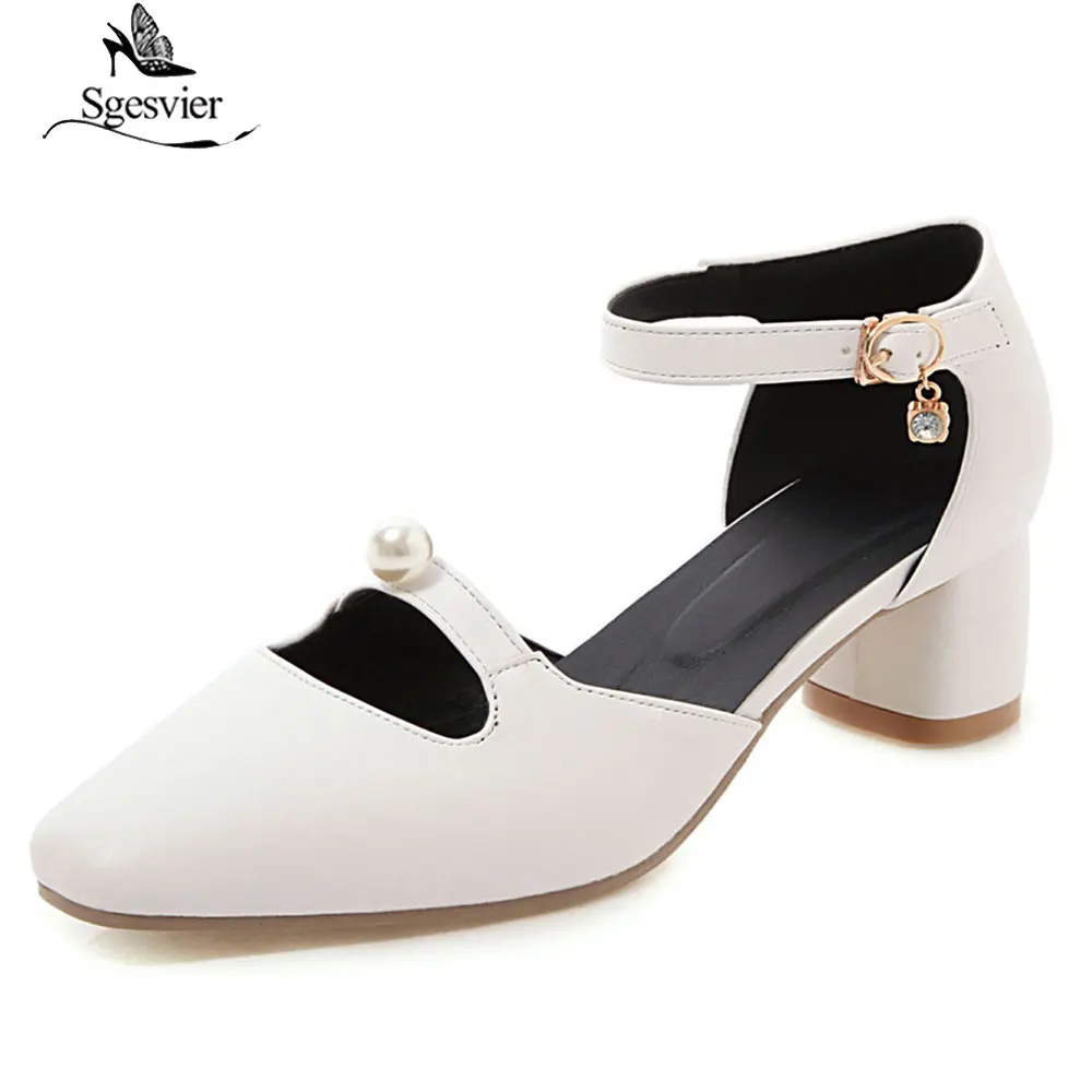 Женские вечерние туфли на среднем каблуке Sgesvier белые желтые черные босоножки Mary