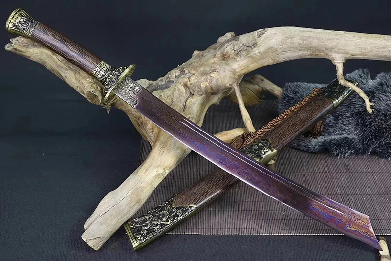 Qing Dynasty прямой клинок КИТАЙСКИЙ ручной работы Дамасская сложенная сталь + ГЛИНА