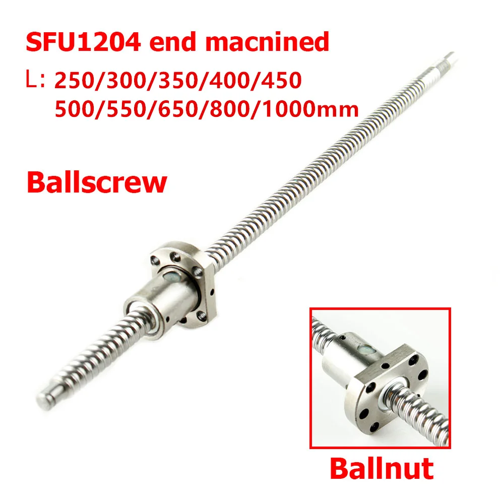 

Ballscrew SFU1204 250mm 300 350 400 450 500 550 600 650 800 1000 1500 mm With Ballnut Ball Screw RM 1204 End Machined CNC