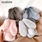 Пушистые Силиконовые чехлы с кроличьим мехом для телефонов iPhone 6, для Samsung Galaxy Note 8, 9, S9, S8 Plus, S7 edge, чехол с блестящими задними крышками