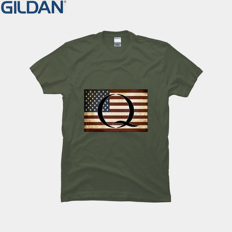 Графический Qanon флаг США футболка сумасшедшая Классическая мужская нормальная