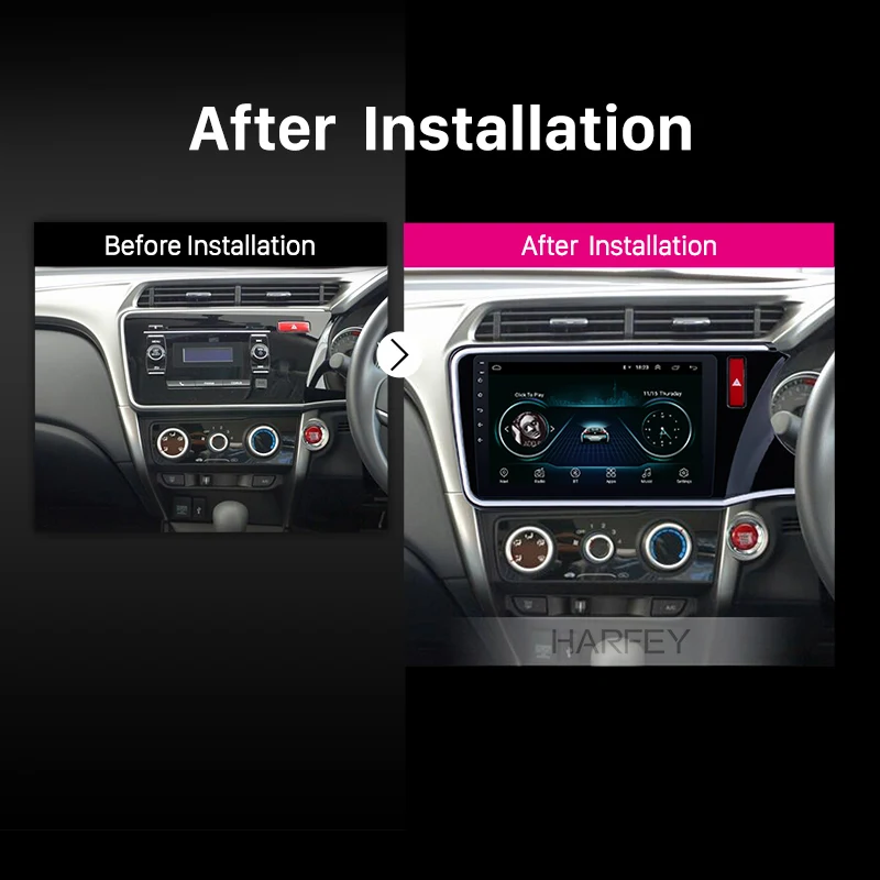 Harfey 10 1 &quotAndroid 9 радио Автомобильный мультимедийный плеер для HONDA CITY RHD 2014 2015 2016 2017