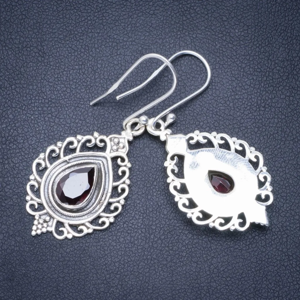 

Natural Amethyst Handmade Unique Boho 925 Sterling Silver Earrings 1.75" A0795
