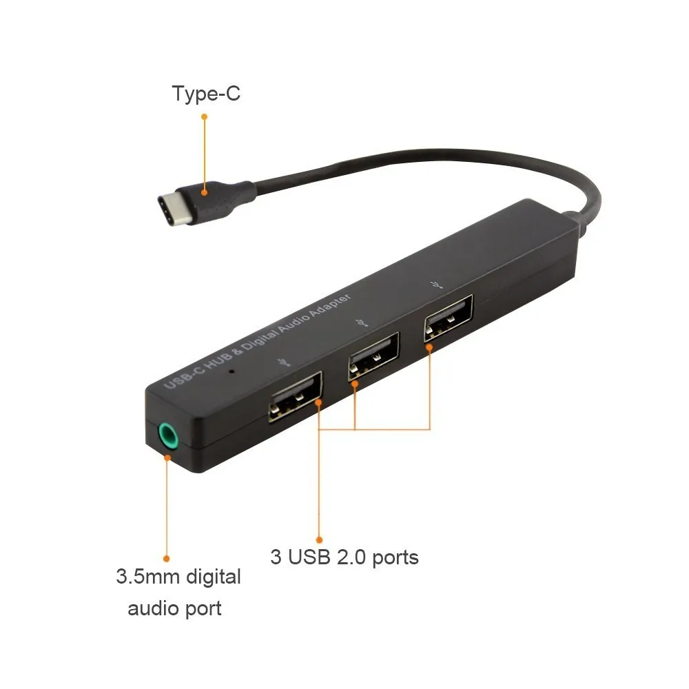 USB C концентратор 4 в 1 Тип Male к 3 5 мм аудио разъем Женский конвертер адаптер с 2 0