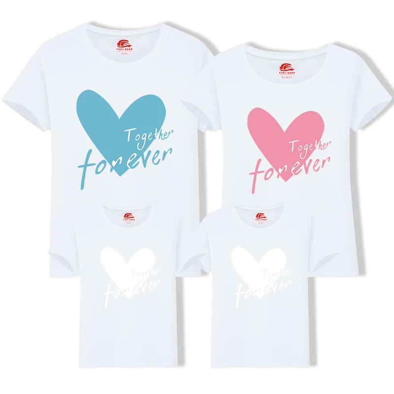 Семейная одинаковая футболка с надписью Love топ сердечком одежда для мам и