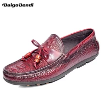 brand new mens slip on driving moccasins crocodile grain trendy loafers leisure man boat shoes