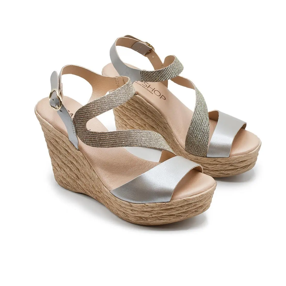 ZAPSHOP WOMAN SKIN SANDALS CUNA 100% сделано в Испании. Мод. ZP9215 с зигзагообразным
