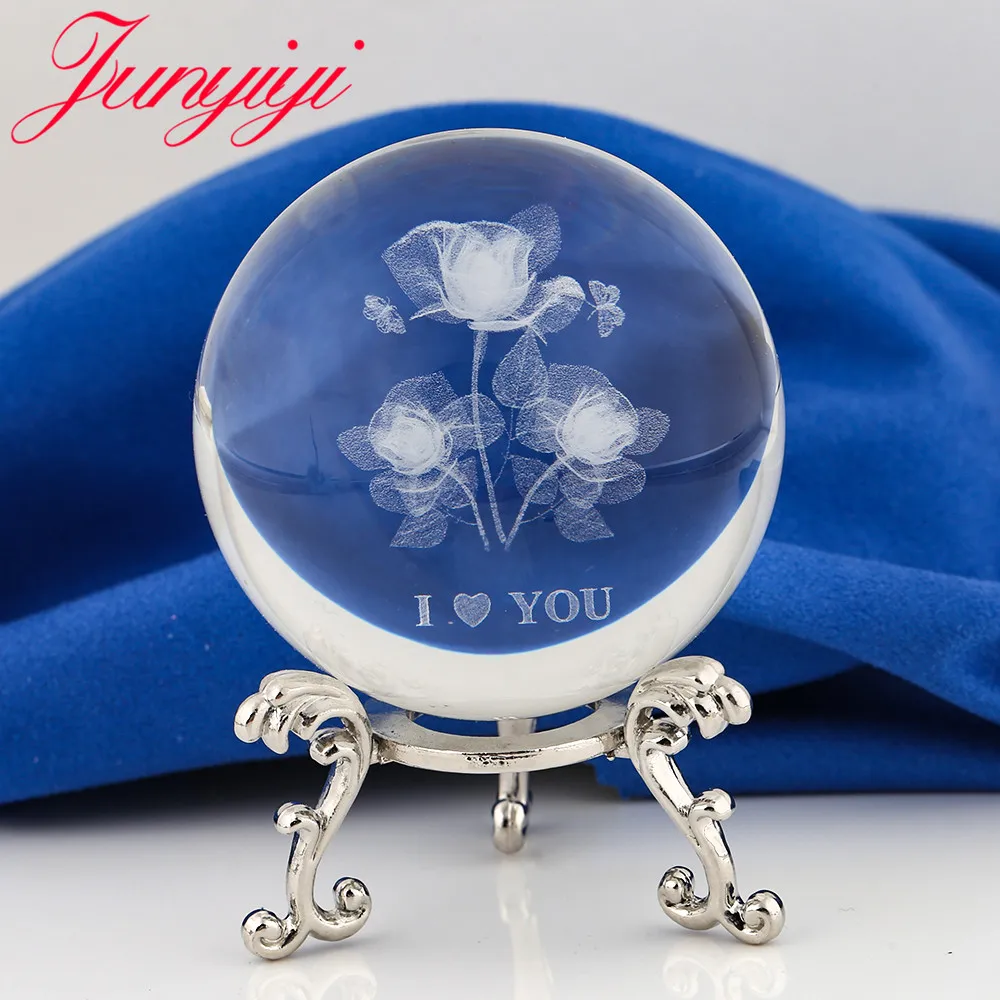 Цветок Миньоны хрустальный шар 3D лазерная гравировка кварцевый стеклянный сфера