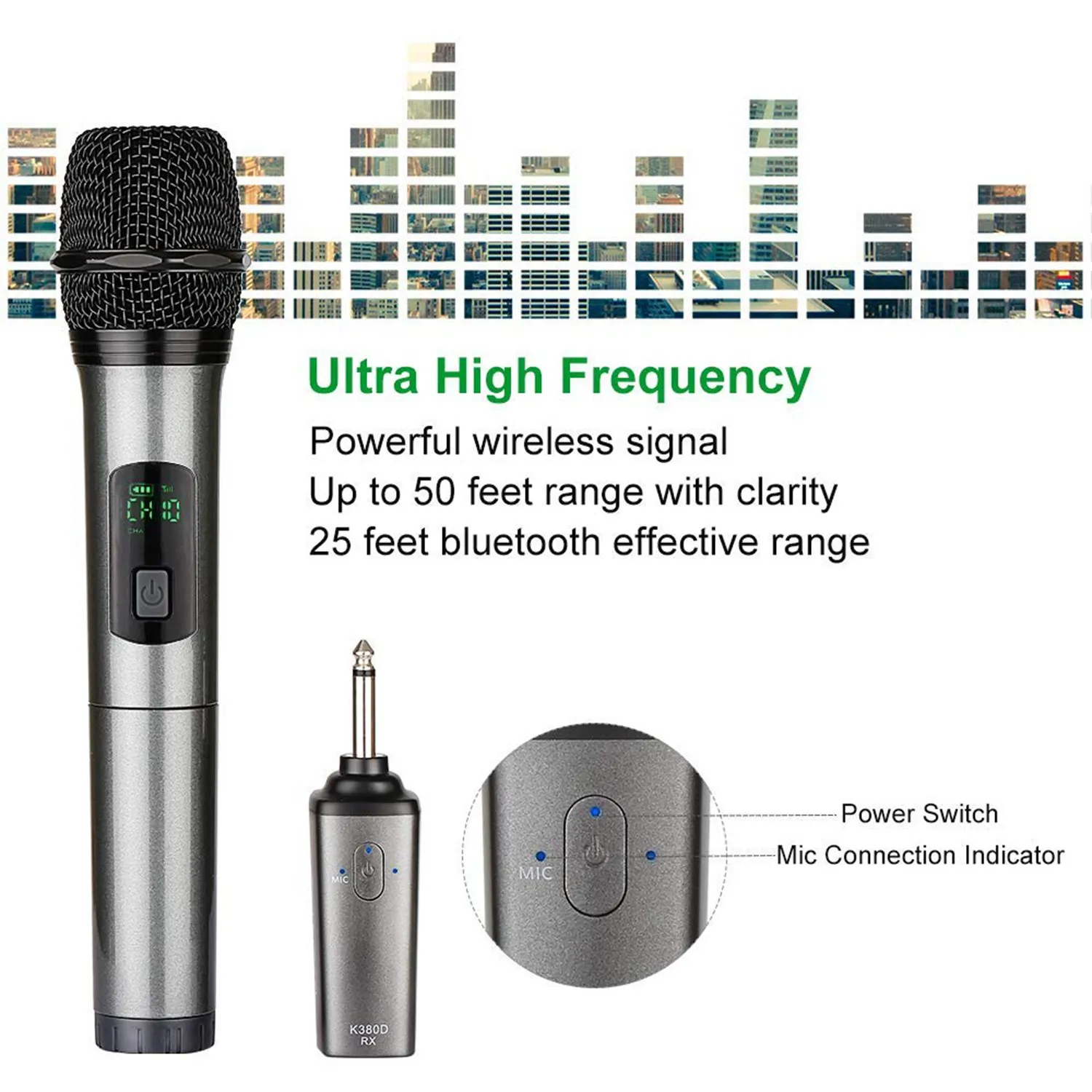 Топ Bluetooth беспроводной микрофон Uhf Портативный динамический с перезаряжаемый