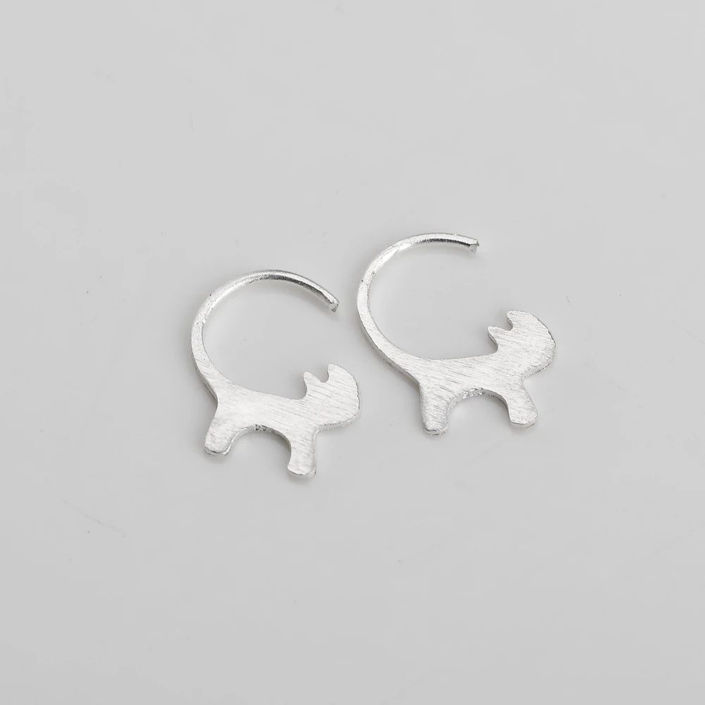 100% 925 Sterling Silver Cute Cat Clip Earrings For Women Fashion Style Girl Jewelry pendientes plata de ley mujer | Украшения и