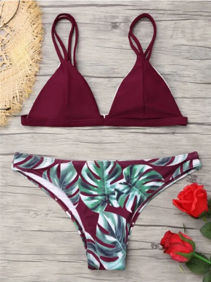 

Summer Women Push-up Bikini Set Padded Bra e Printed Floral Swimsuit Swimwear Bathing Two-Piece Suit New Beachwear