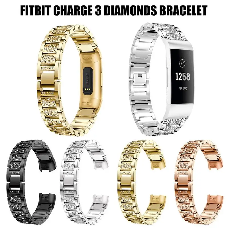 Для Fitbit Charge 3 Роскошные блестящие стразы бриллианты браслет ремешок для часов