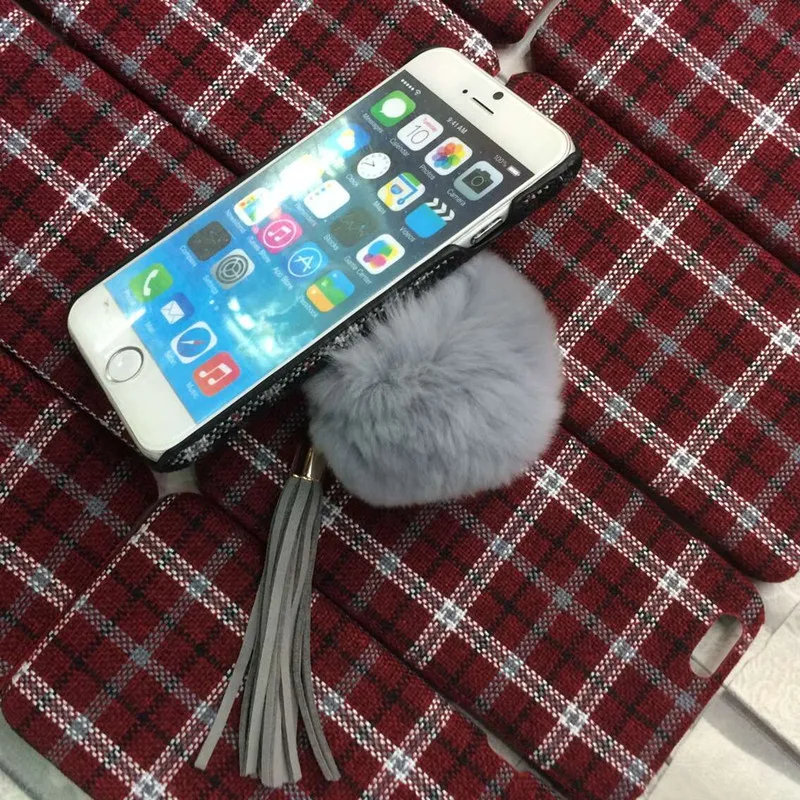 Дизайн с кроличьим меховым шаром для iPhone 6 S plus X XR 8 7 чехол телефона винтажный flow Su