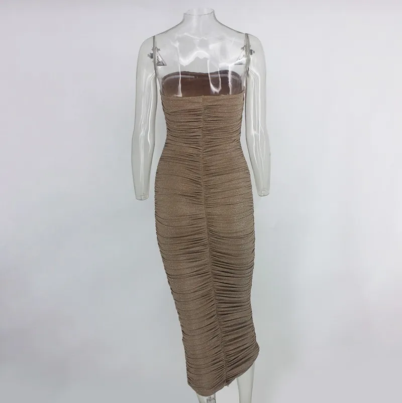 DRESSMECB облегающее светоотражающее платье для женщин с открытыми плечами Макси