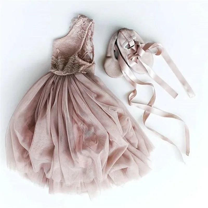 Retail New Summer Girls Lace Dress Flower Tulle Maxi Sleeveless Princess For Wedding Holiday Party Children Clothes 1-7Y | Детская