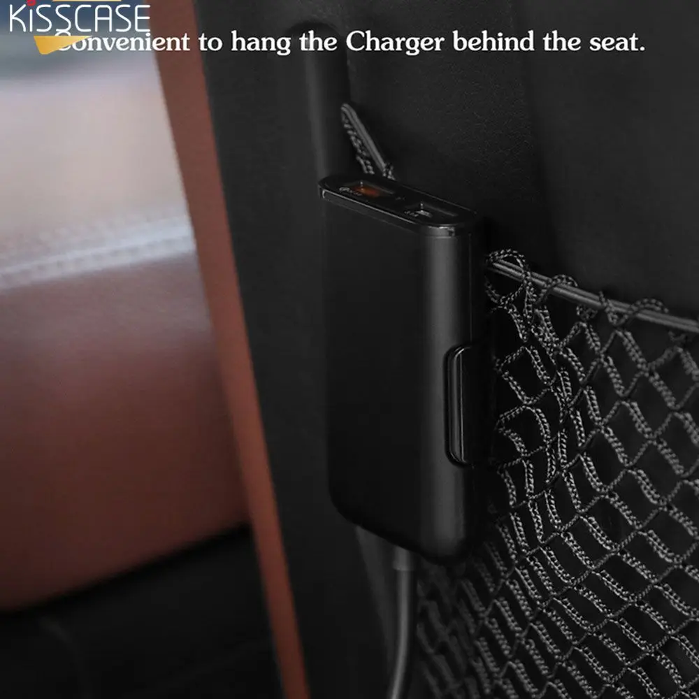 Универсальное автомобильное зарядное устройство KISSCASE на заднее сиденье USB концентратор с 4 портами QC3.0 для