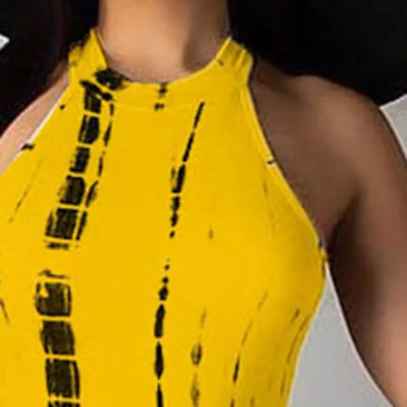 Пикантные Бандажное платье-хальтер для женщин Boho желтый спинки пляжные