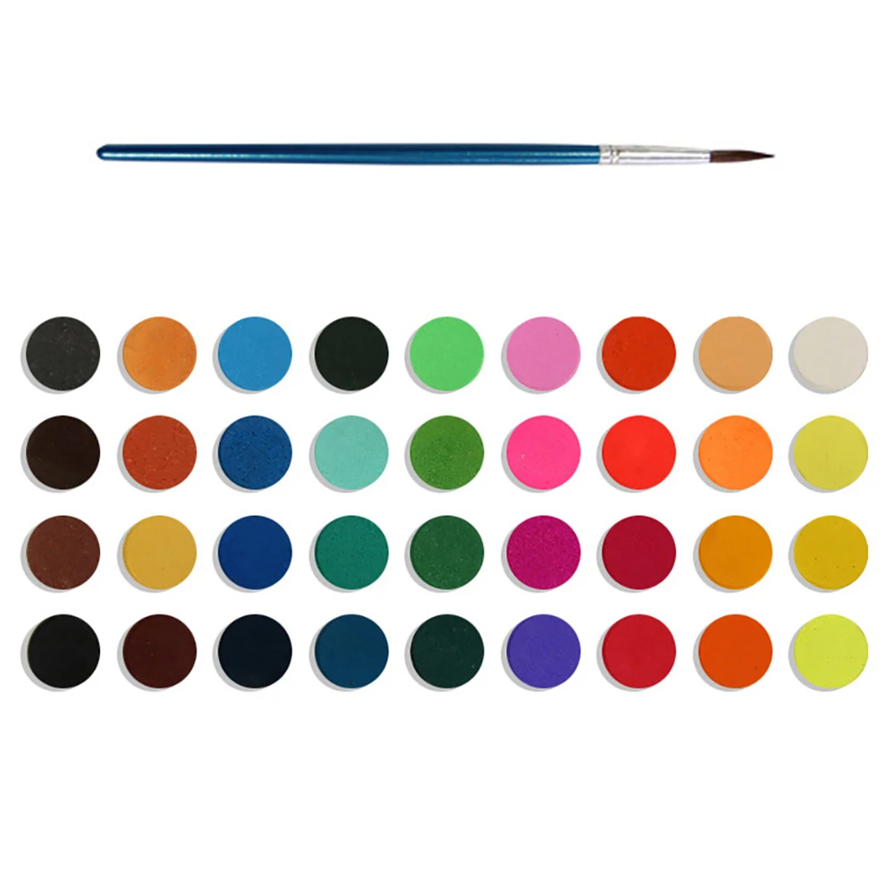 36 Colors Solid Watercolor Pigment Cake Brush Set Artist Drawing Painting Tool Pen Students Art | Канцтовары для офиса и дома