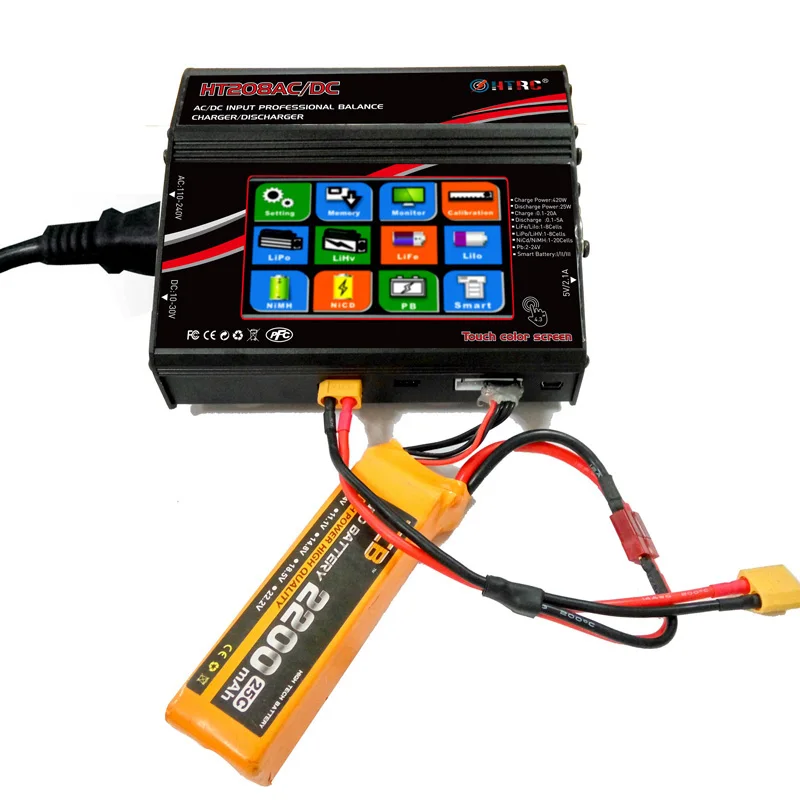 HTRC Eu Plug Htrc Ht208 Ac Dc 420 Вт 20A ЖК экран баланс зарядное устройство разрядное для 1 8S Lilon