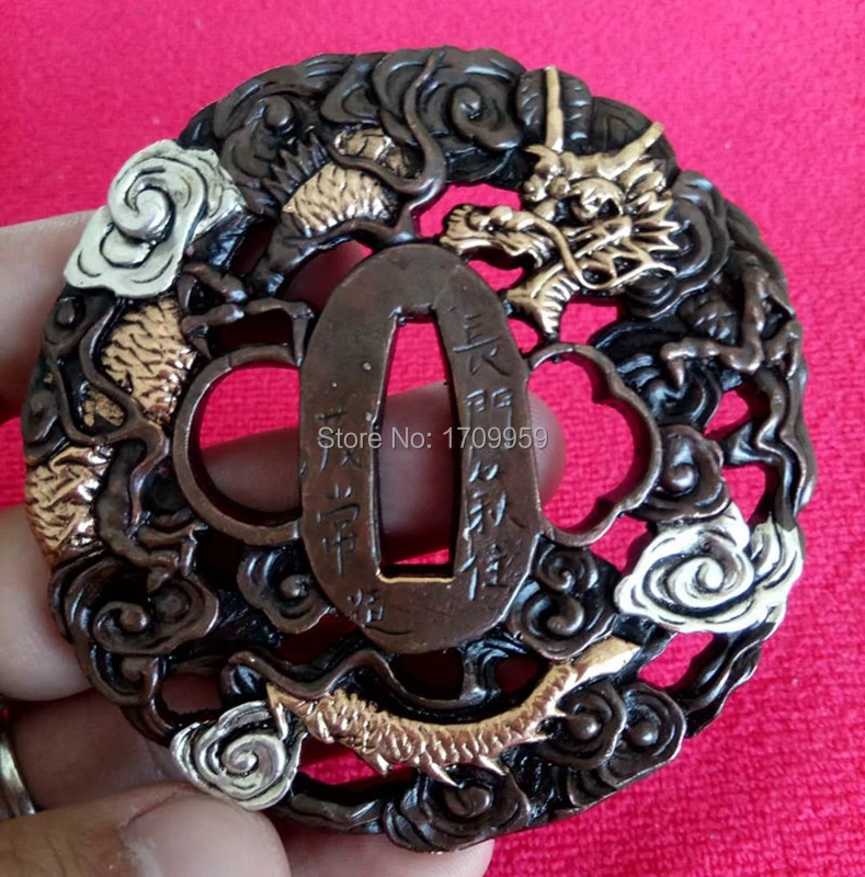 Японский самурайский меч с драконом медный комплект Катана * Tsuba + КАШИРА фучи