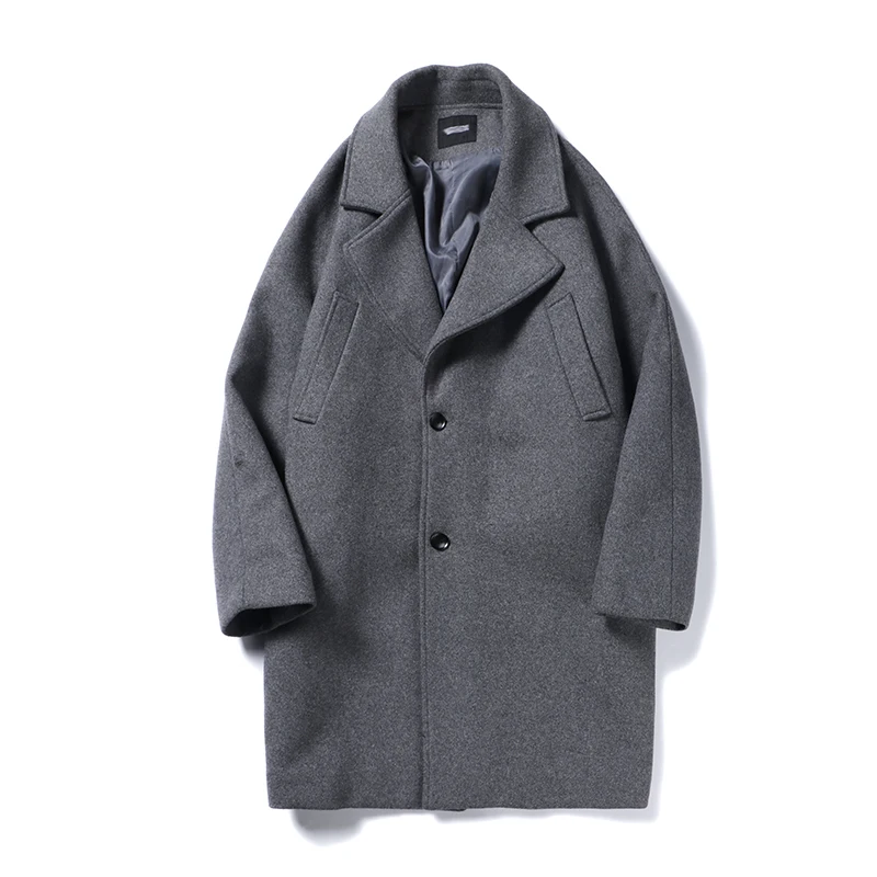 2018 Winter New Students Solid Color Casual Woolen Coat Men's Loose Korean Version Of The Gray / Black S-XL | Мужская одежда