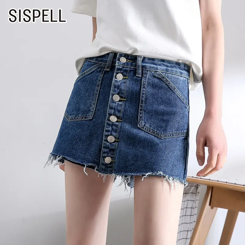SISPELL 2019 летние джинсовые шорты для женщин повседневные однотонные карманы на