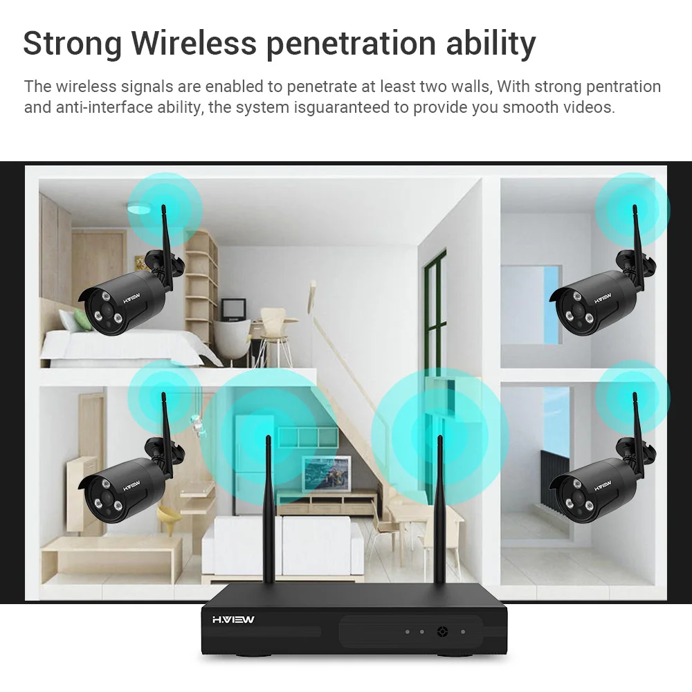 H. VIEW 1080P Wifi CCTV камера система безопасности комплект беспроводного видеонаблюдения с записью Беспроводная система видеонаблюдения 1080P 2MP комплект