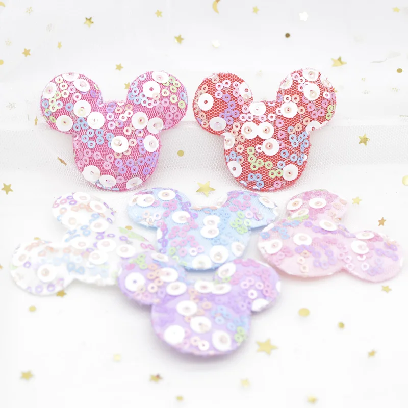 12 шт. 55*45 мм Kawaii аппликация для головы мыши с блестками вышиваемые накладки одежды