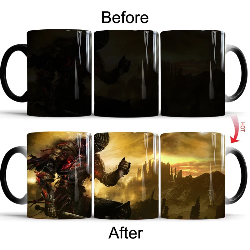 

Dark Souls Color Changing Mug Hot Cold Heat Temperature Sensitive Mug Coffee Tea Mug Cup