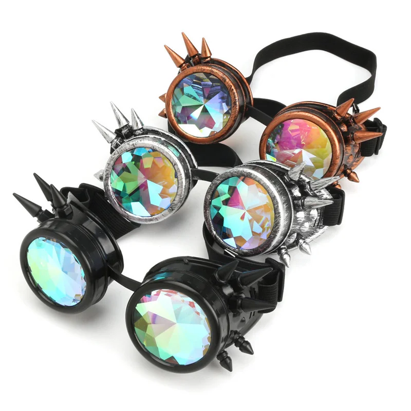 Steampunk Goggles Sunglasses Men Women Kaleidoscope Glasses Rave Festival Holographic Glasses Retro Party Cosplay Goggle Eyewear