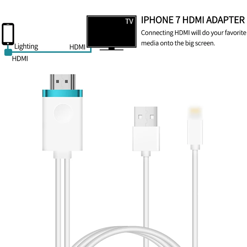 FFYY-For lightning Digital AV cable 8 Pin HDMI HDTV Adapter plug and play 1080P hd for iPhone X 7 iPad PK dvb-t2 |
