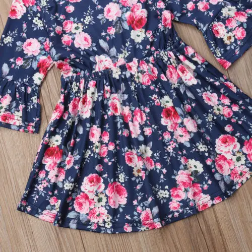 New Arrival NewbornToddler Infant Kids Baby Girls Dress Floral Cotton O-neck Popular Princess Party Autumn Casual Dresses | Детская