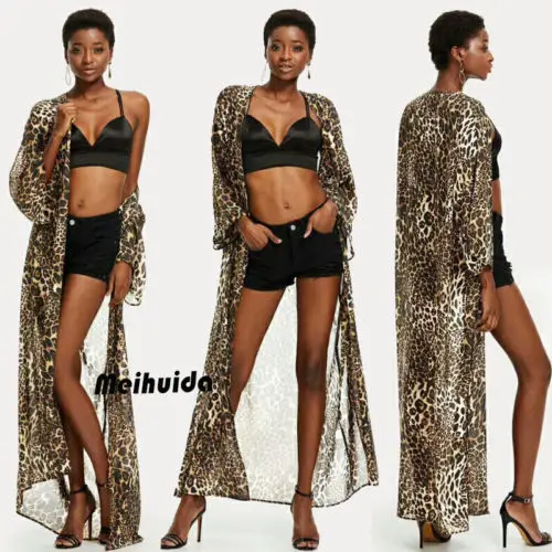 Женское шифоновое кимоно блузка пальто бохо цветочный кардиган куртка Пляжная