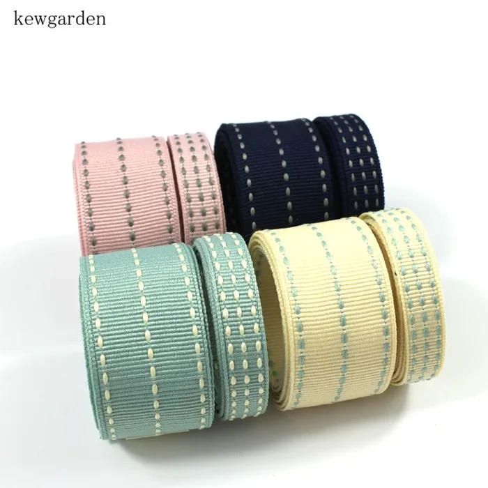 

Kewgarden 25mm 2.5cm 3 Rows Dotted Line Grosgrain Ribbons DIY Bowknot Satin Ribbon Handmade Tape Double Face Riband 6Y/lot