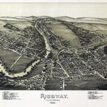 Винтажная карта Ridgway Pennsylvania 1895 Elk County постер печать (36x54) | Дом и сад