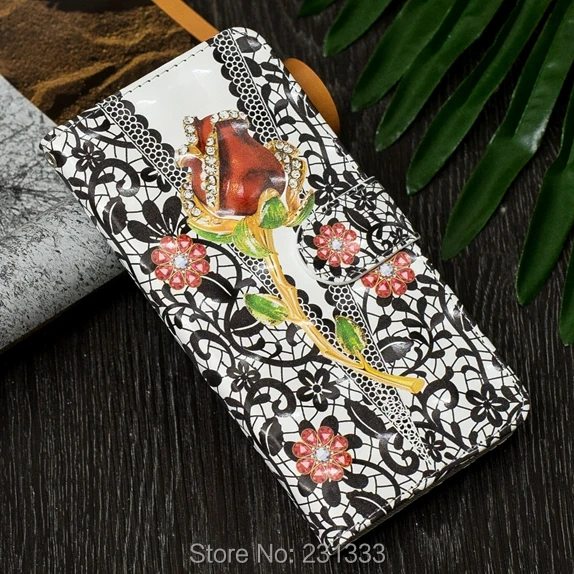 Чехол Кошелек с объемными цветами C ku кожаный чехол подставкой для Huawei P8 LITE 2017 P10 P20