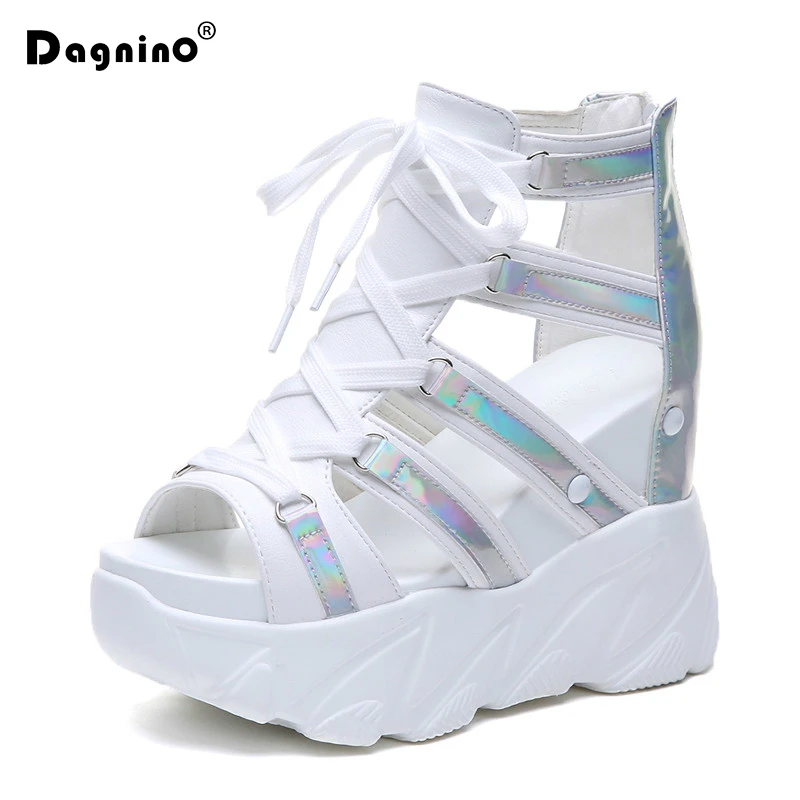 Женские босоножки из искусственной кожи повседневные белые кроссовки на толстой