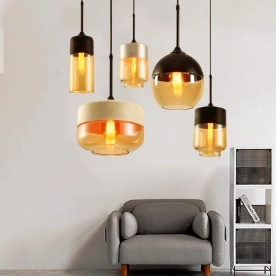 Nordic LED подвесные светильники черный/белый прозрачный стеклянный абажур лофт