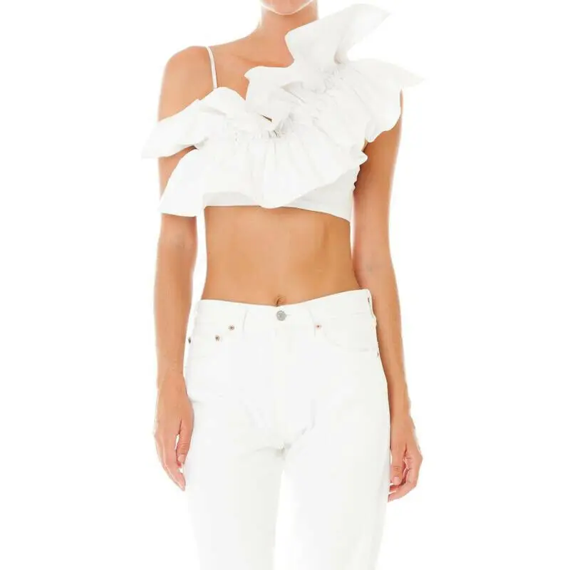 Модные женские майки тонкие одно плечо Цветочные Сарафан Crop Tops t-shirt party prom |