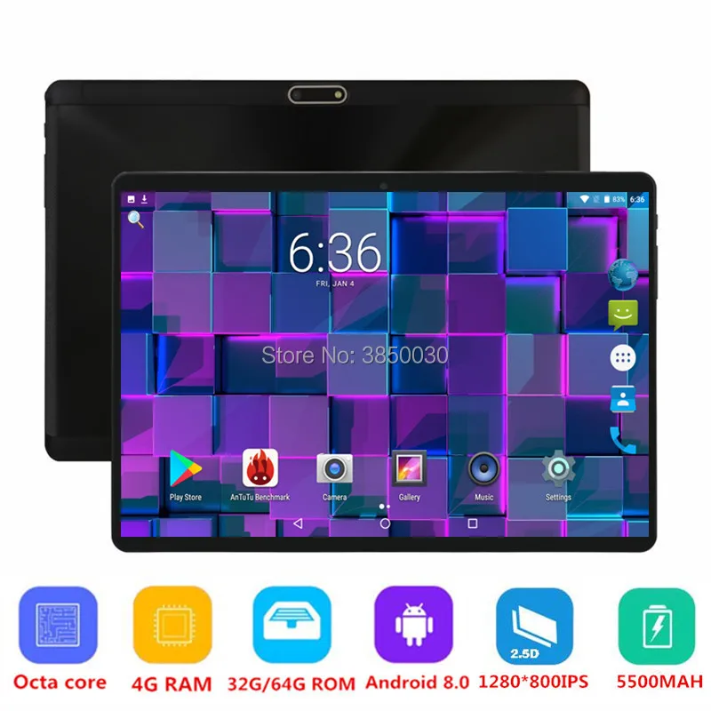 10 дюймовый Android 8 Восьмиядерный планшет 4 Гб RAM 64 ROM разблокированный 3G 4G FDD с двумя